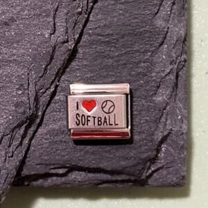 I ❤️ Softball Italian Charm Bracelet Link